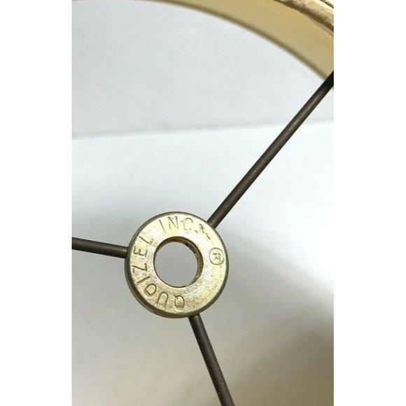 Vintage Quoizel 1950s 1960s Silk Lampshade Rare Tan Beige Empire Large Intricate - Picture 5 of 8